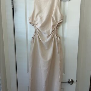 Zara Elegant Backless Beige Dress